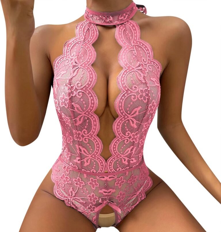 Generisch Femmes Mode Body Lingerie Jeu de Rôle Lingerie Femmes Costumes Rouge Plaid Lingerie Femme Sexy, Rose, 4XL