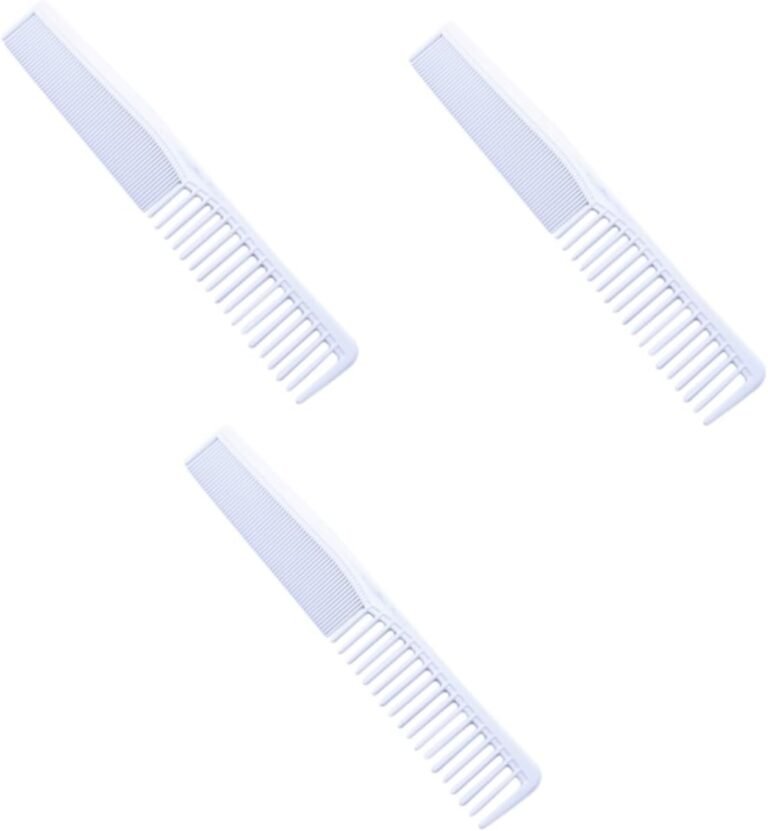 FRCOLOR 3pièces Peigne à Cheveux Professionnel Antistatique Pour Coiffeur Outil De Coupe à Dents Variées Pour Cheveux Épais Bouclés Ou Raides Résistant Et Blanc