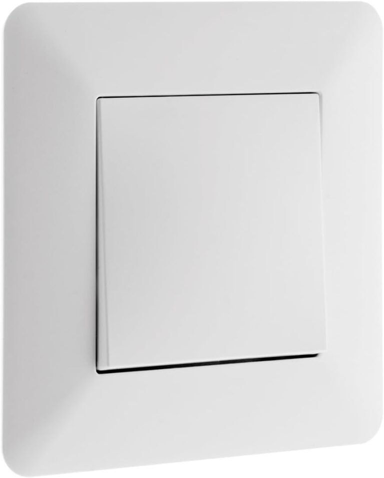 Zenitech – 10A 2300W recessed two-way switch – Modern design, adjustable front panel – Recessed box compatible – Clip-on bracket – Compact motor – NF compliant – White – 86x86mm