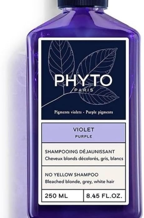 Phyto – Violet – De-yellowing shampoo 250ml – Blonde grey white hair – 90% natural ingredients – Neutralises reflections – Soft and shiny hair – Bright cold reflections