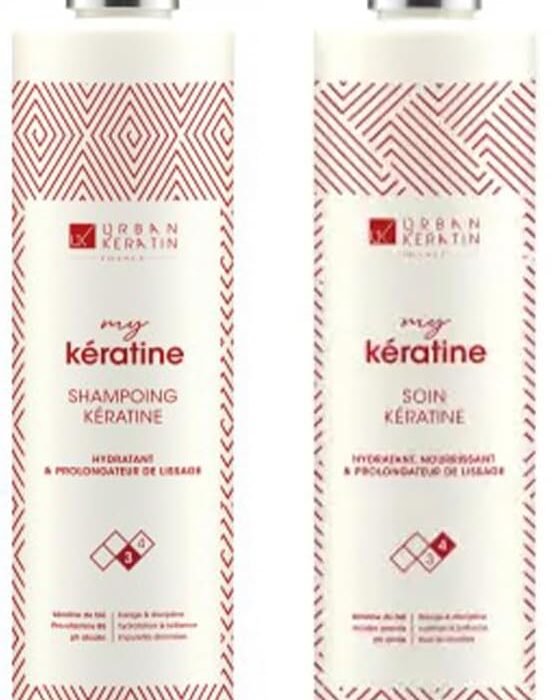 Urban Keratin Duo Kit | Sulfate Free Shampoo | Keratin Shampoo and Care Kit | Brazilian Smoothing Shampoo and Conditioner (400ml x2) | Made In France