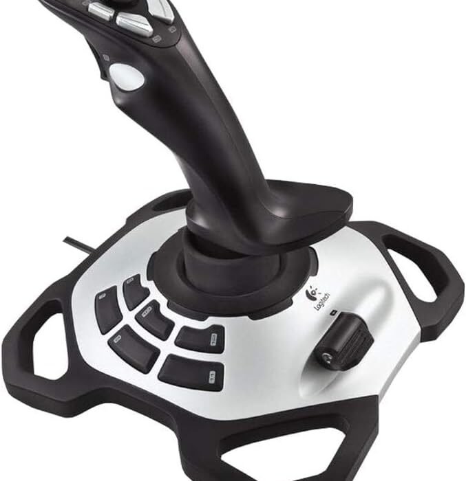 Logitech G Extreme 3D Pro Joystick, Steering Wheel Control with Rotating Handle, 12 Programmable Buttons, Octodirectional POS Button, Stable Base, Quick Fire Trigger, USB, PC – Black/Silver