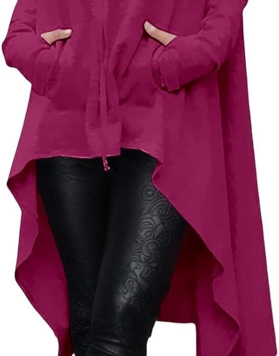 Generisch Hoodies for Women Winter Casual Pullover with Pocket Loose Fit Hooded Design Comfortable Fashion for Daily Wear, Pink, 4XL