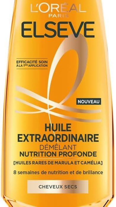 L’Oréal Paris – Deep Nutrition Conditioner for Dry Hair – Nourishes & Detangles – 8 Weeks of Nutrition & Shine – Rare Marula & Camellia Oils – Elseve Extraordinary Oil
