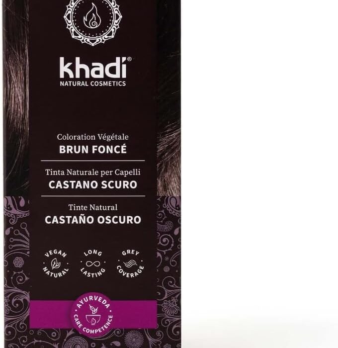 khadi BRUN FONCÉ Coloration végétale – Coloration pour cheveux pour un brun foncé profond et brillant à brun noir intense – 100% végétale et naturelle – 100 g