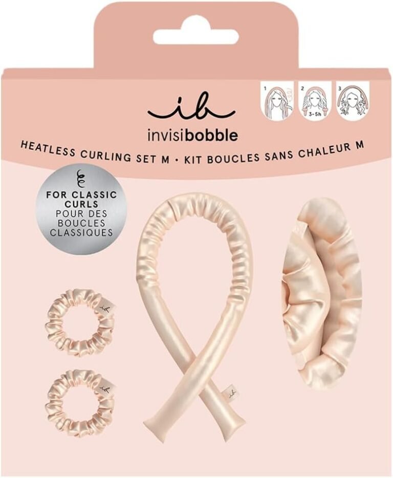invisibobble Set Curls Without Heat Pink | Create curls without heat and do not damage your hair with a curling iron | Curlers 1 Unit and Silk Scrunchie 2 units