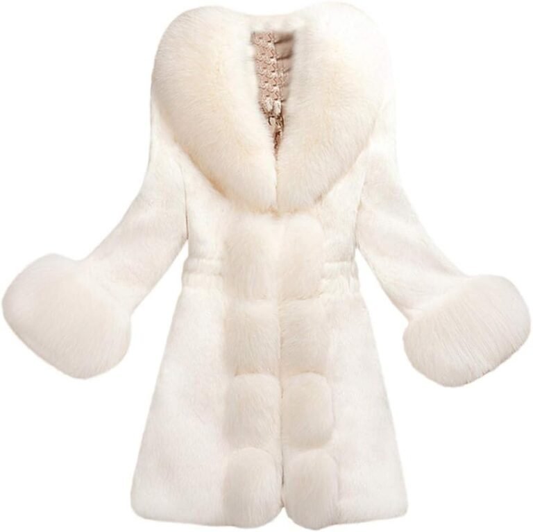 Generisch Manteau pour femme-élégant et chaud – Vêtements d’extérieur – Longue veste en fausse fourrure – Manteau à double boutonnage pour femme – Rouge