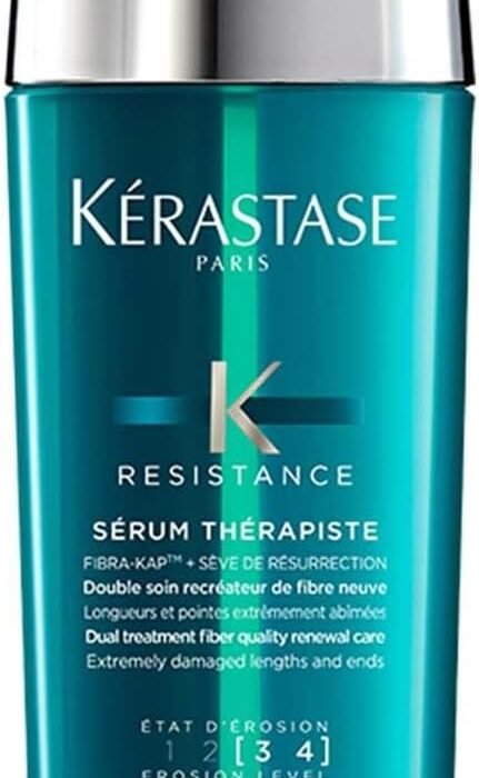KÉRASTASE Resistance Therapist Serum – Double Hair Care Without Rinse – Recreator of New Fibre – Repairs & Smooths – FIBRA-KAP™ Technology & Resurrection Sap – Very Damaged Hair – 30 ml