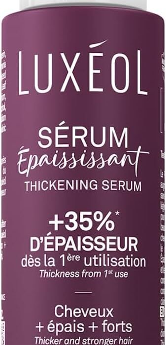 LUXÉOL – Thickening serum without rinsing – +35% thickness from the first use* – Proven efficacy – with red seaweed, rice protein & hyaluronic acid – Made in France – 100 ml