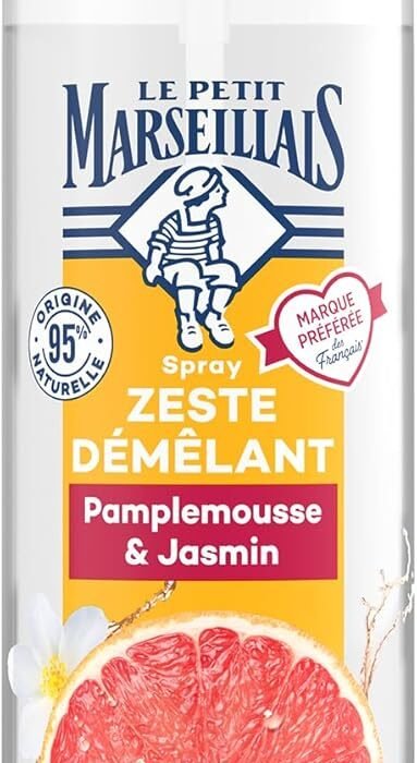 Le Petit Marseillais | Zeste Detangling Spray Grapefruit & Jasmine (200ml spray bottle) – Leave-in care to detangle hair – 95% natural origin and silicone free