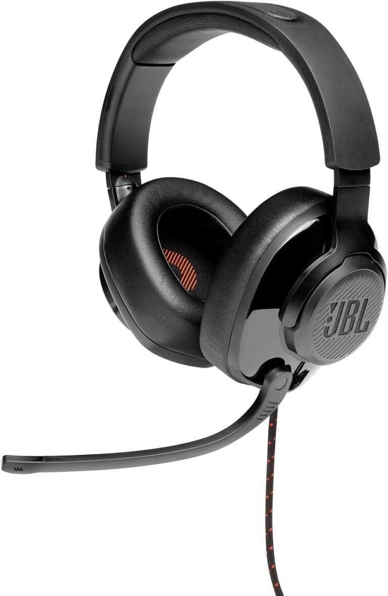 JBL Quantum 200 – Casque gaming filaire avec son Signature Quantum JBL – Micro avec réduction de bruit ambiant – Compatible avec plusieurs plateformes – Couleur : Noir