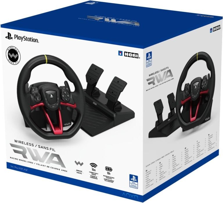 HORI Volant de course sans fil APEX pour Playstation 5, Playstation 4 et PC – Licence officielle Sony