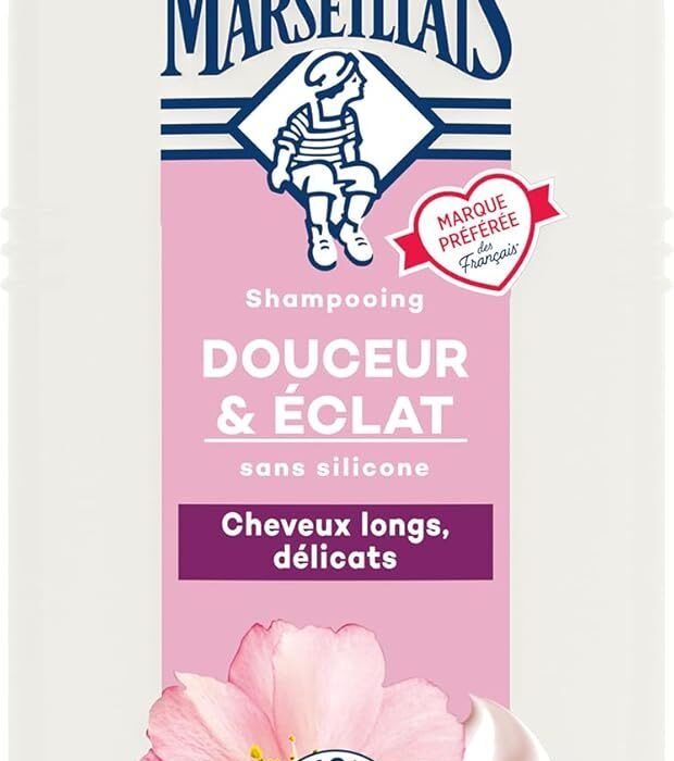 Le Petit Marseillais | Gentle & Radiance Shampoo Sweet Almond & Organic Flaxseed (300ml bottle) – Shampoo for long and delicate hair – Optimal shine hair care without silicone