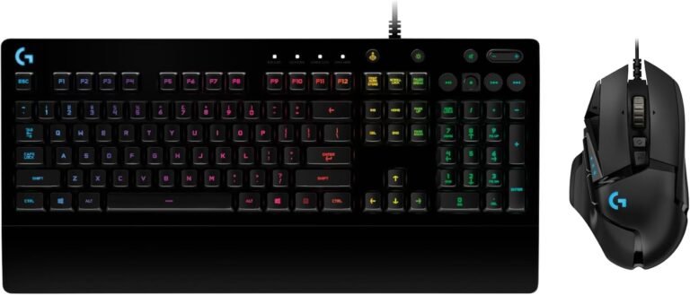 Logitech G G502 HERO Wired Gaming Mouse with Programmable Buttons and Adjustable Weight and G213 RGB Backlit Gaming Keyboard with Touch Keys – PC – Laptops, Black