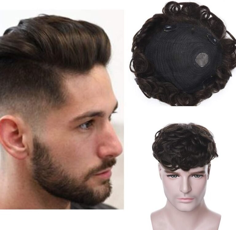 Toupet Clip-On Extension Natural Hair Supplement Woman Hair Topper Mono Base 16 x 19 cm Volumising Toupet Unisex – 4 Inches, 2 Dark Brown