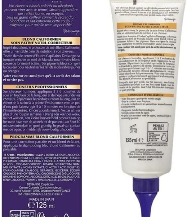 Jacques Dessange Platinum Platinum Care – 125 ml Tube, Bright Shine & Colour Protection, Hair Care – Pack of 3