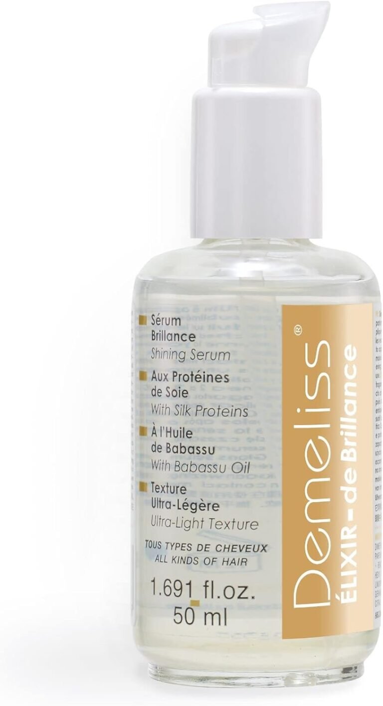 Demeliss Elixir Brillance – Sérum Cheveux 50ml – Protéines de Soie, Huile de Babassu – Effet Soyeux, Brillant – Anti Frisottis – Sans Sulfate ni Paraben – Texture Ultra Légère, Soin Fibre Capillaire