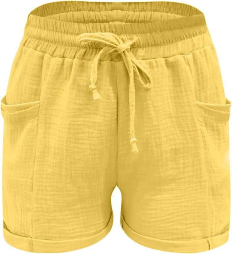 Generisch 2025 – Femmes Jambe Droite Casual Pantalons Taille Haute Sport Lâche Shorts Casual Mode Pantalons Hommes Shorts 34, jaune, 4XL
