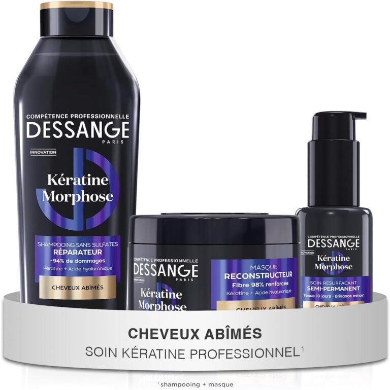 DESSANGE – Keratin Morphose Repair & Resurfacing Hair Routine – Shampoo 280ml + Mask 280ml + Leave-In Care 50ml – Repairs & Seals Hair Fiber – Dry & Damaged Hair
