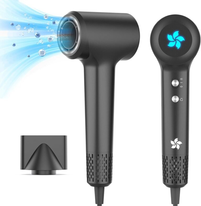 Hair Dryer, Hair Dryer with 400 Million Plasma, 1500 W Professional Hair Dryer, 110,000 RPM Brushless Motor for Fast Drying, 57 dB Low Noise for Family Travel