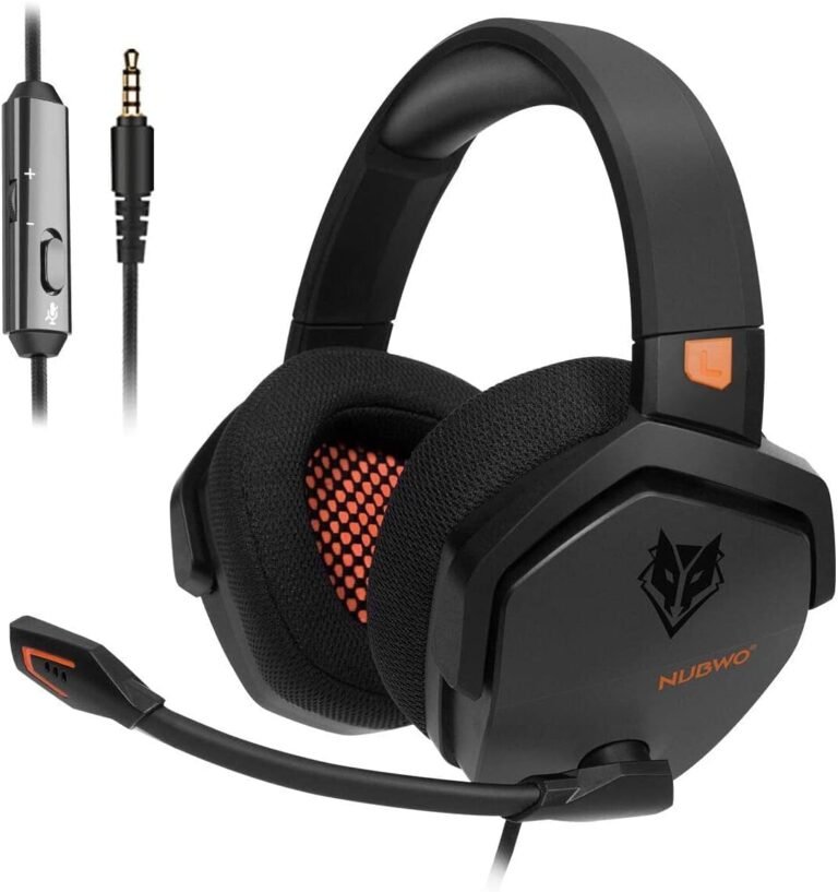 NUBWO N16 Gaming Headset – Noise Cancelling Mic, Stereo Sound and Comfortable Design for PS5, PS4, Xbox One, NS, PC, Laptop and Mac – Orange