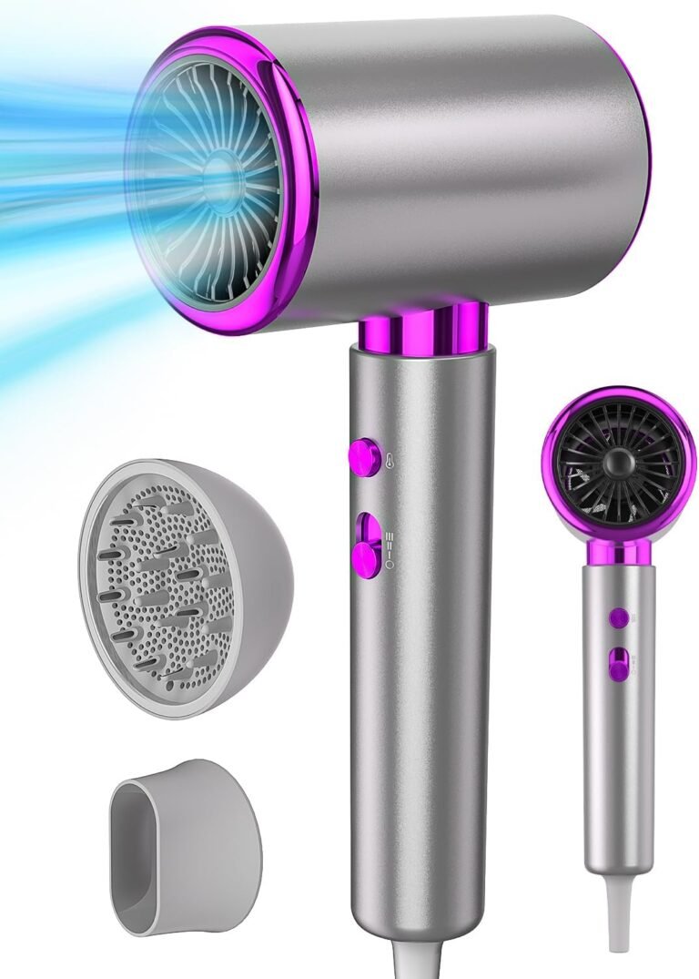 DMTIVMG Hair Dryer 2400W Ionic Hair Dryer Professional Hair Dryer 3 Temperatures 2 Speeds 1 Diffuser 1 Thermo Protect Concentrator for Home Travel Hair Salons