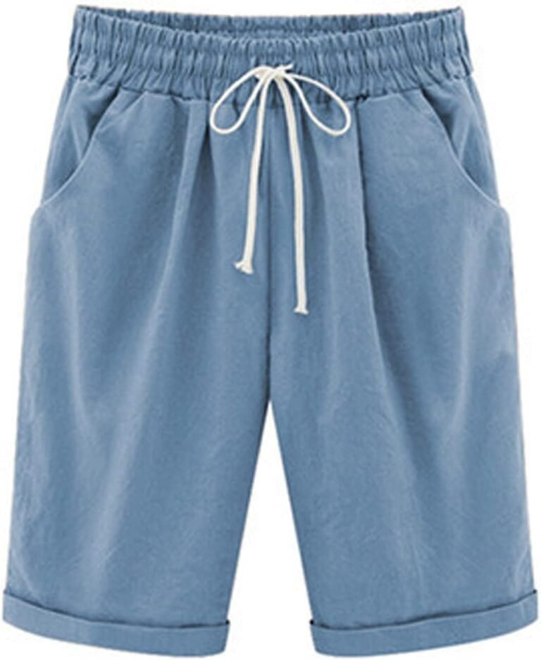 Bermuda Women’s Fluid Summer Sports Shorts Chic Wide Fluid Cheap Shorts and Bermudas Dress Women Large Size Elastic Comfortable Loose Fashion Sport Jogging Short Pants with Pockets