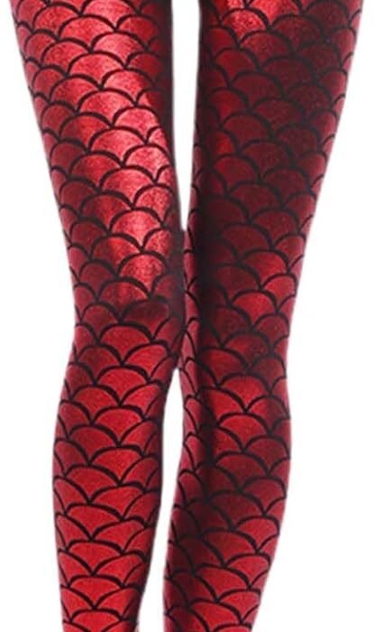 Legging de sport pour femme Grande taille Mode Legging minceur avec imprimé écailles de poisson brillant pour femmes, Pantalons élégants confortables pour femmes Pantalon élastique