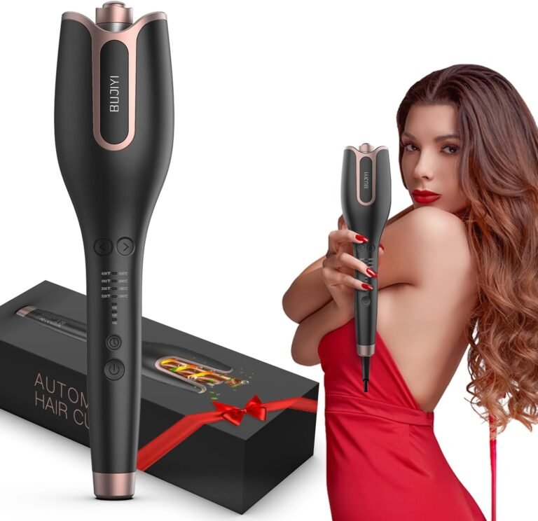BUJIYI Automatic Curling Iron, Automatic Curler, 4 Temperature Settings and 3 Heating Timers, 360° Swivel Cord, Anti-Tangle, Continuous Power Supply