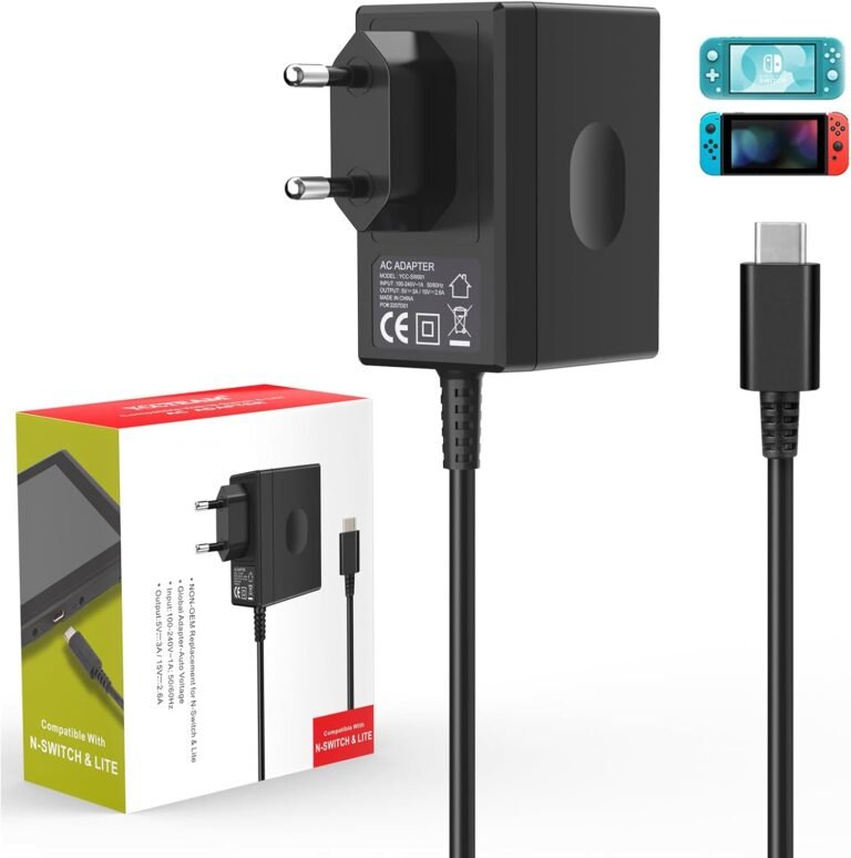 YCCSKY Chargeur pour Nintendo Switch Console 45W Adaptateur Secteur pour Nintendo Switch/Switch OLED/Lite, Mode TV 15V / 3A Charge Rapide avec Câble de 1.5m/5ft