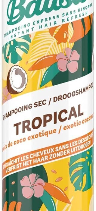 Batiste Shampooing Sec Tropical Grand Format, Rafraichit les Cheveux et Apporte du Volume, Parfum Noix de Coco et Ananas, Absorbe Excès de Sebum, Sans Rinçage, 280ml
