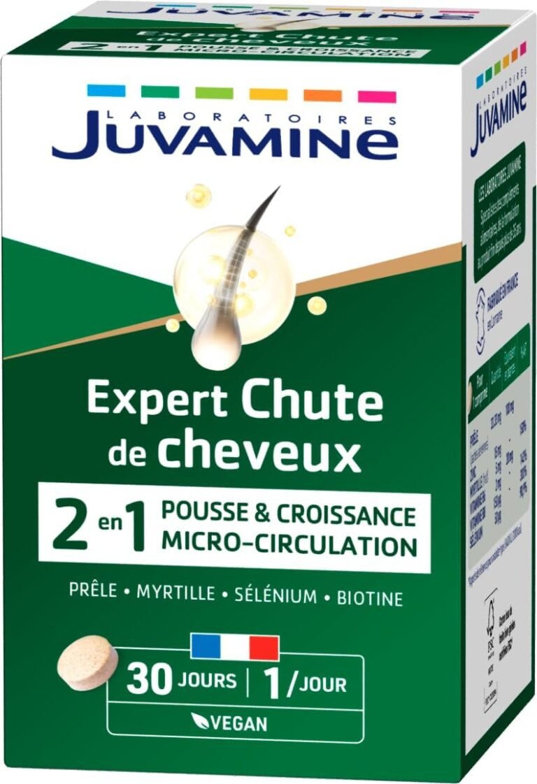 JUVAMINE – Hair Loss: Growth + Growth – 6 Beauty Actives including Zinc and Biotin – Promotes Hair Growth and Resistance – 1 Month Program – 30 Tablets – Made in France