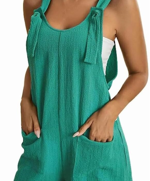 LIAOPUFUS Femme Salopettes Décontracté Mode 2023 Combinaison et Combishorts Grande Taille Jumpsuit Détachés Avec Bretelles et Poches Couleur Unie