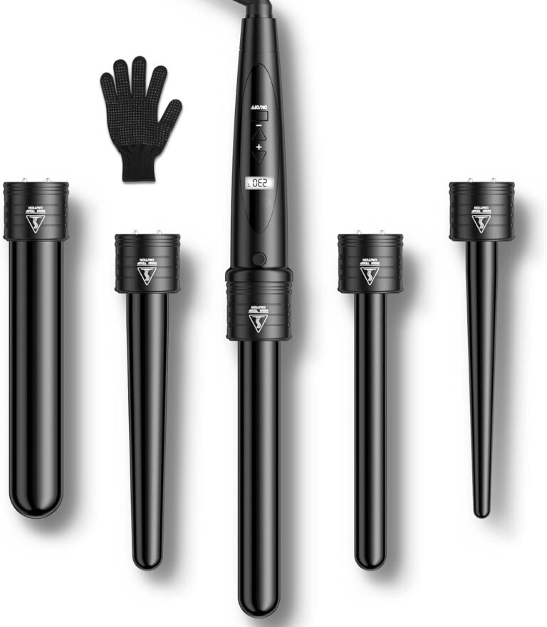 ELEHOT-Store Curling Iron Ceramic Curling Iron 5 in 1 with LCD Screen Multifunction Interchangeable Hair Curler with Glove ET-W301