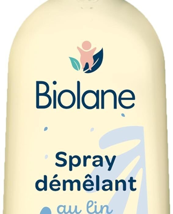 BIOLANE – Spray Démêlant Bébé – Démêle efficacement – Facilite le coiffage – Sans Rincage – Lin Français – 98% d’origine naturelle – 200ml