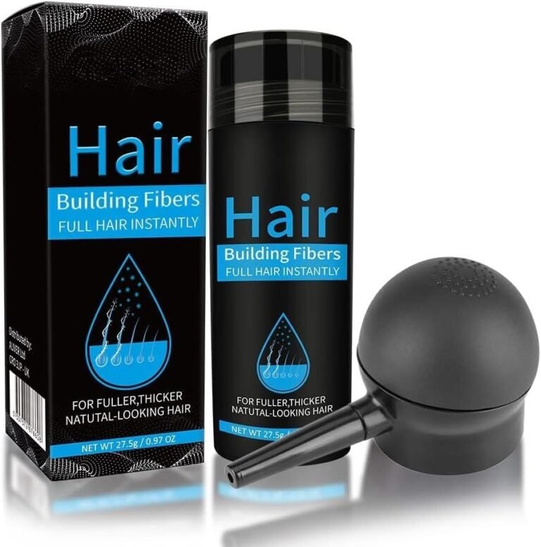 Black Hair Fibers With Spray Applicator, Hair Loss Treatment for Men and Women, Hair Thickener, Undetectable, Thickening Spray Powder