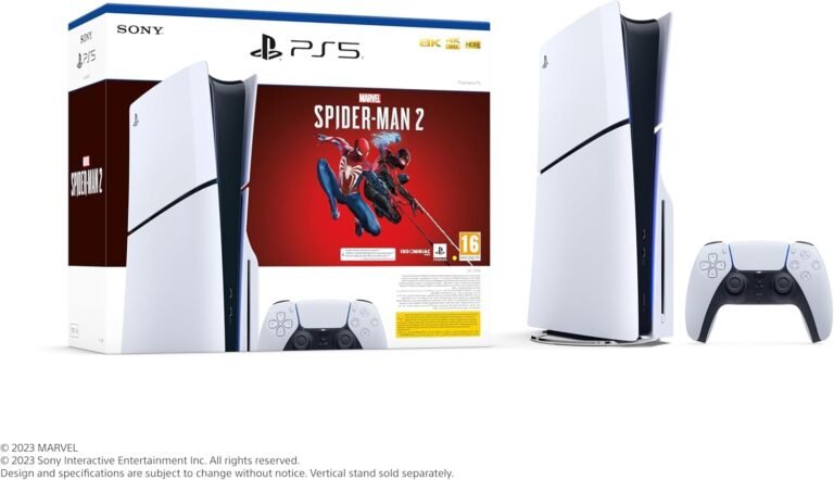 Playstation Sony, Pack 5 Édition Standard + Jeu Marvel’s Spiderman 2 (Code de Téléchargement), Fourni avec 1 Manette Sans Fil DualSense, Couleur : Blanche