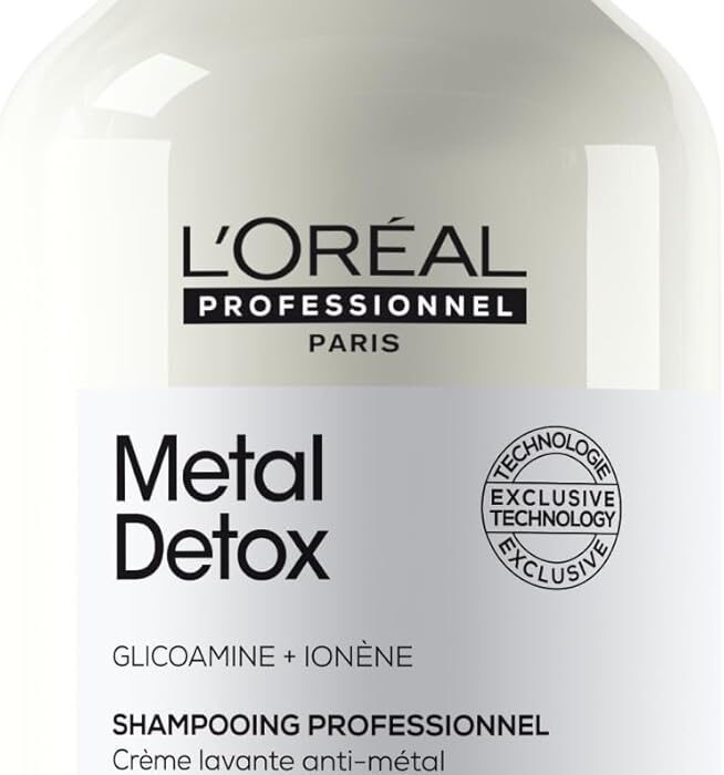 L’OREAL PROFESSIONNEL, Shampoing Anti-Casse, Cheveux Abîmés & Cassants, Colorés ou Naturels, Détoxifie & Renforce la Fibre, Couleur Longue Durée, Sans sulfate, Metal Detox, Série Expert
