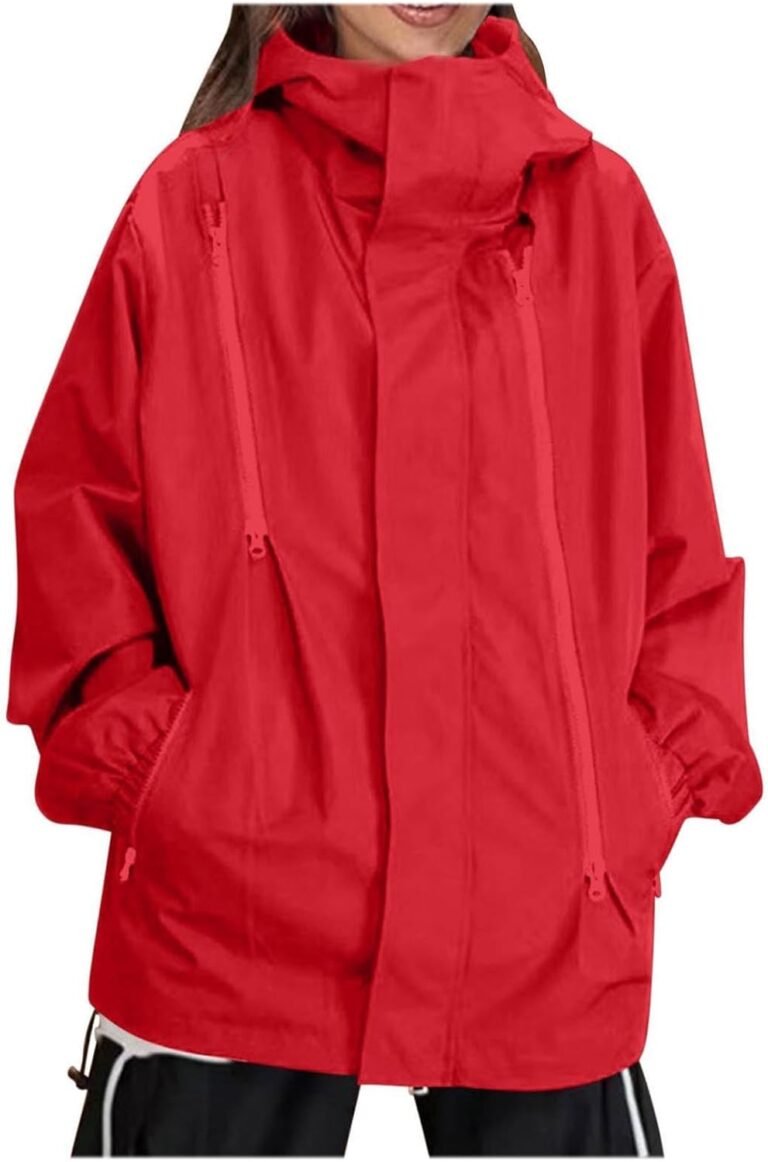 SYDUZAX Women’s rain jacket waterproof lightweight coat sport mountain winter hood hiking jackets softshell women’s rainproof loose fashion coats and jackets outdoor breathable outdoor