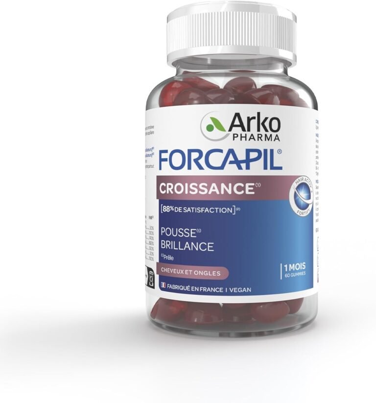 Arkopharma Forcapil Gummies Croissance – Cheveux et Ongles – Favorise la pousse des cheveux et ongles – Renforce la fibre capillaire – 60 gummies – Cure d’un mois