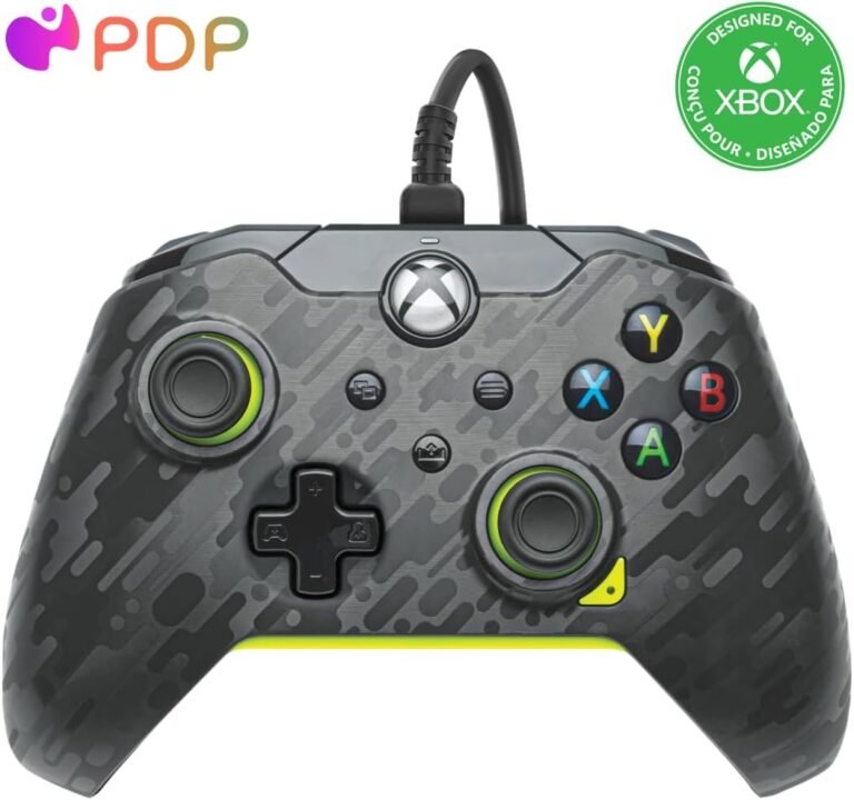 PDP Manette de jeu vidéo filaire Electric Carbon pour Xbox Series X|S, manette de jeu, Xbox One, sous licence officielle