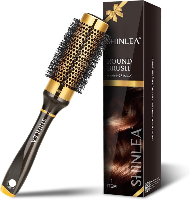 Curly Hair Brush – SHINLEA Round Brush 33 mm for Short Hair, Anti-Pull, Styling and Drying, Adding Volume and Shine for Fine Hair
