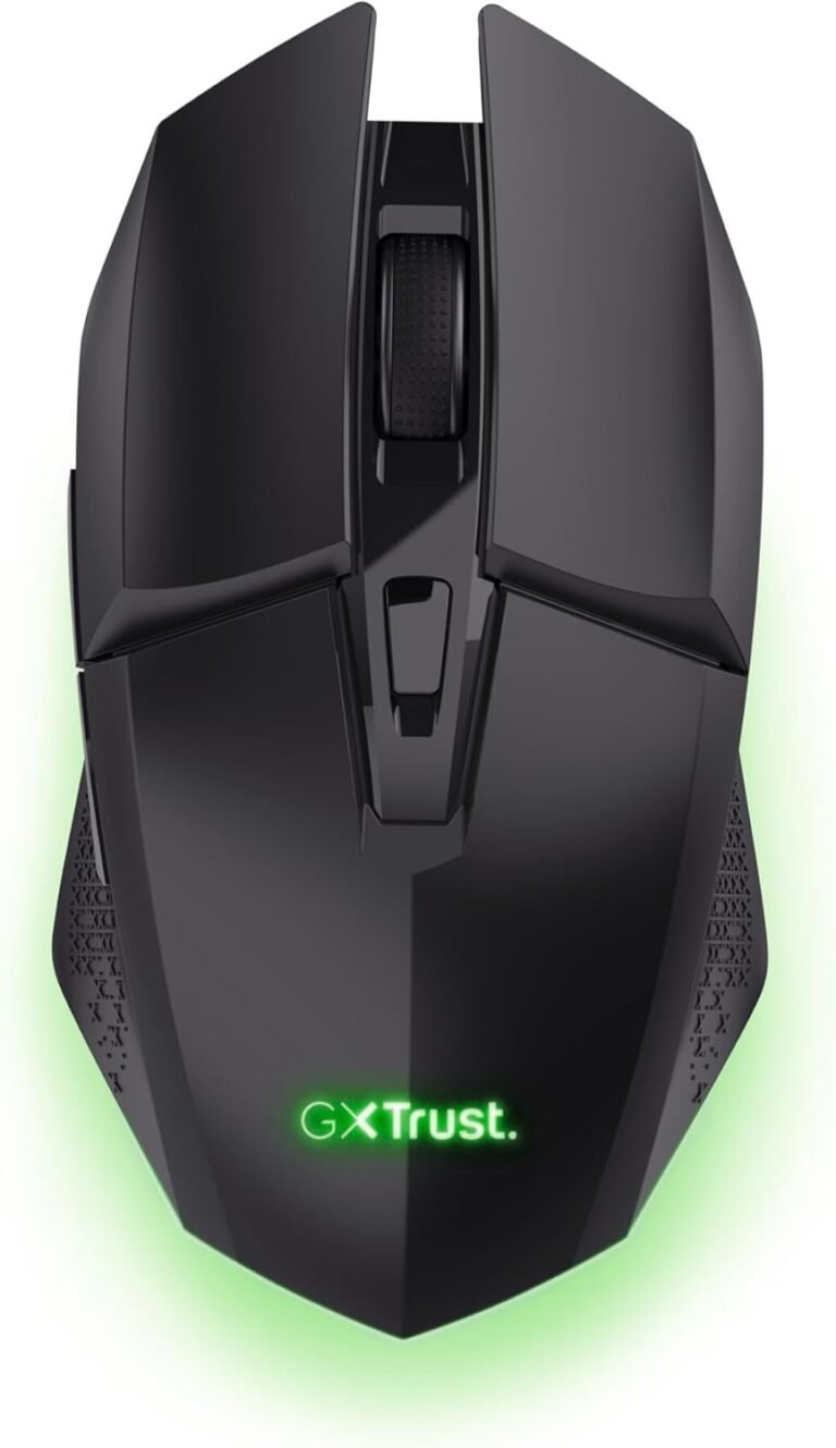 GXTrust 1108 Vylax Wireless Rechargeable Gamer Mouse, 80 Hours Battery Life, 800-4800 DPI, Multi-Color LED Lighting, Storable USB Receiver, 6 Buttons, Gaming Mouse for PC Computer, Black