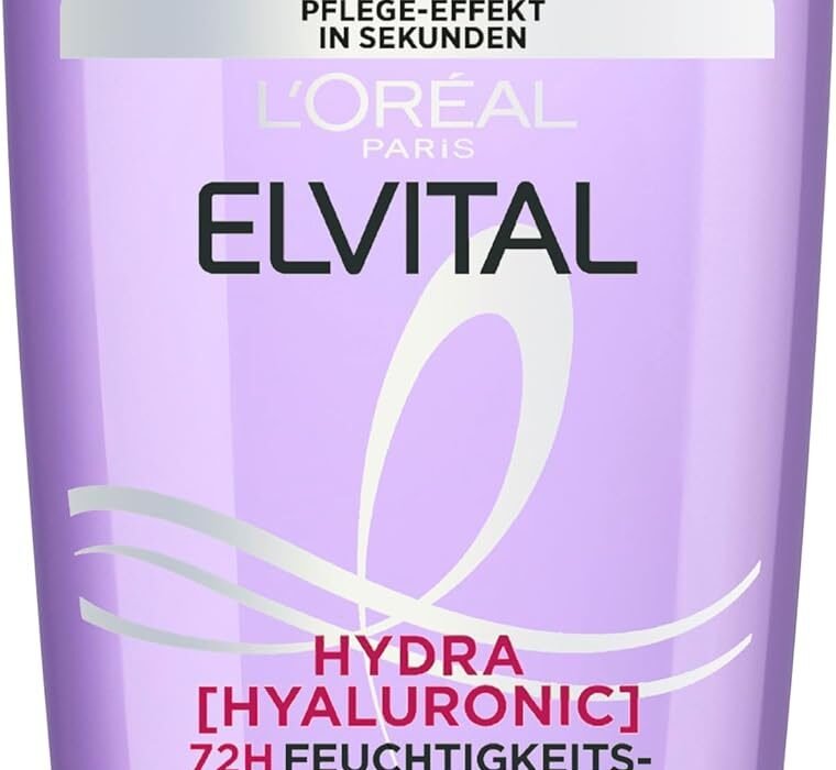 L’Oréal Paris Elvital Shampooing hydratant XXL pour des cheveux brillants et sains, à l’acide hyaluronique pour un boost d’hydratation, Hydra Hyaluronic, 1000 ml