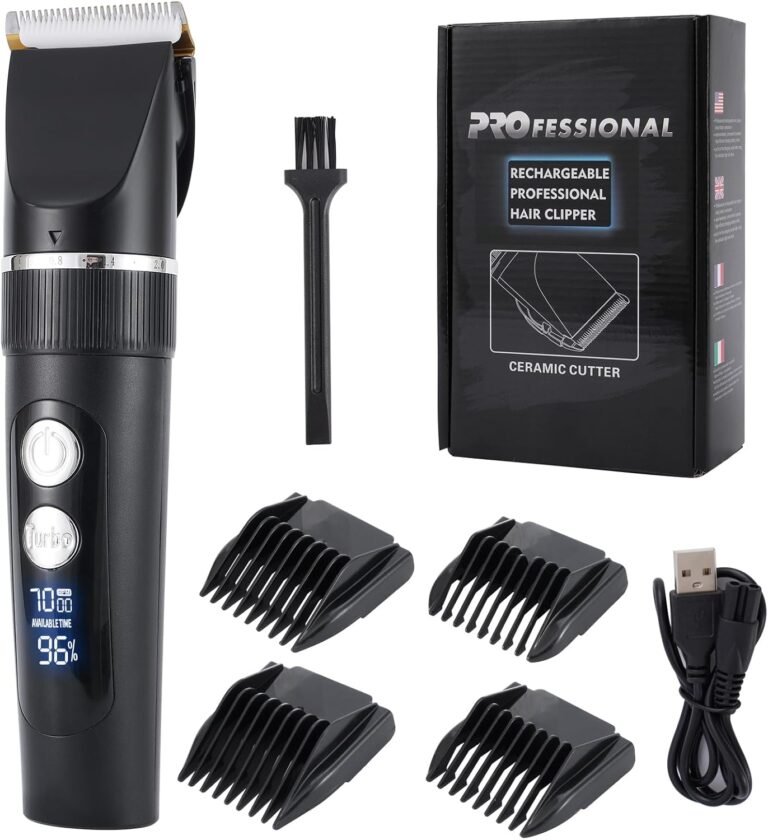 Tondeuse à Cheveux Professionnelle, Lame de Titane Turable, Digital Touch, Rasoir Avec Ecran LED, Tondeuse à Barbe Tondeuse de Précision Tondeuse à Poils Longs Imperméable à l’eau