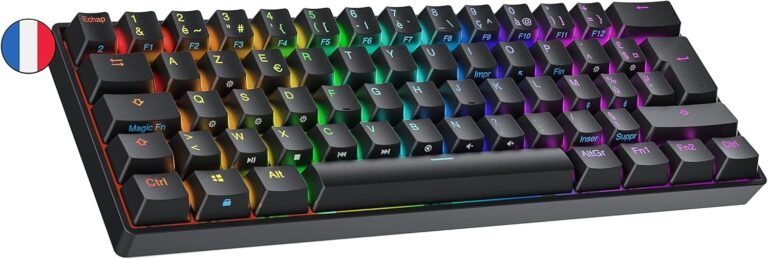 Ranked N60 Nova Mechanical Gaming Keyboard 60% | Hot Swap Gaming Keyboard | 62 Programmable Keys | RGB LED | Mac, Windows PC | AZERTY French (Black, Gateron Pro Yellow)