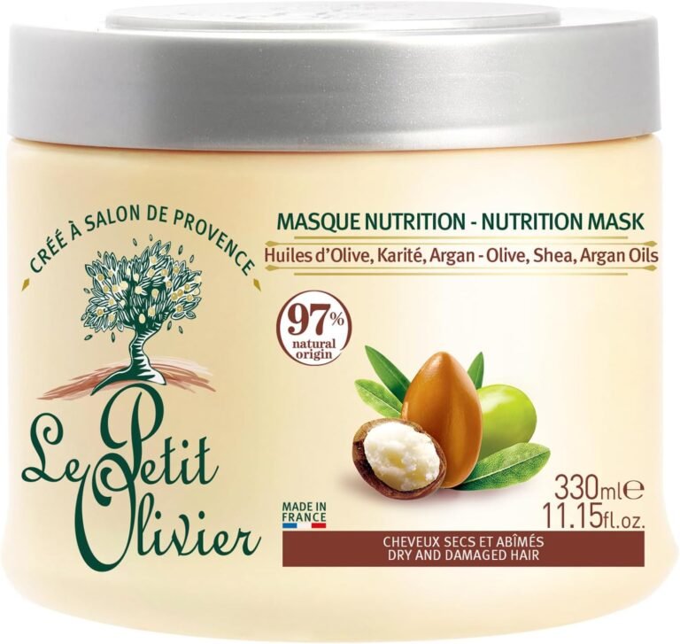 LE PETIT OLIVIER – Nutrition Care Mask – Olive, Shea Oil, Argan – Detangles, Nourishes & Repairs – Dry and Damaged Hair – Silicone Free – Made in France – 330 ml