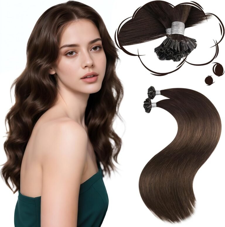 Moresoo Natural Keratin Hair Extensions Dark Brown Invisible Remy Keratin Hair Extensions Warm Natural Dark Brown 50 Strands 35 cm 40g #4