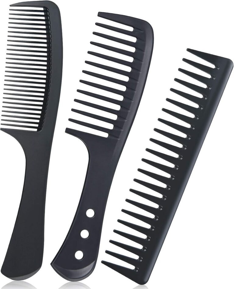 URAQT Ensemble de Peigne à Cheveux, Peigne Cheveux Peigne à Dents Larges, Brosse à Cheveux, Peigne Antistatique Résistant à la Chaleur pour Cheveux Longs Mouillés ou Bouclés (Noir)
