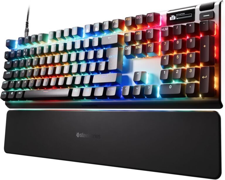 SteelSeries Apex Pro Gen 3 – HyperMagnetic Gaming Keyboard – OmniPoint 3.0 Switches – Adjustable Operation – Quick Touch/SOCD – OLED – RGB – PBT Caps – USB-C – FR Layout AZERTY